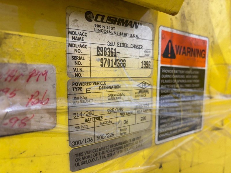36 VOLT CUSHMAN MODEL #898361 STOCK CHASER/TUGGER CART: YOBRO #24661