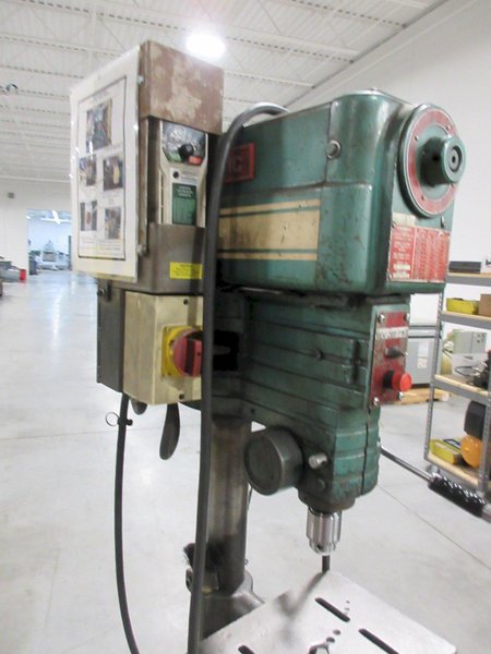 Powermatic Model 1150 15" Drill Press on Portable Rolling Stand, Wired Through Emerson VFD 120V Single Phase- Auction Item