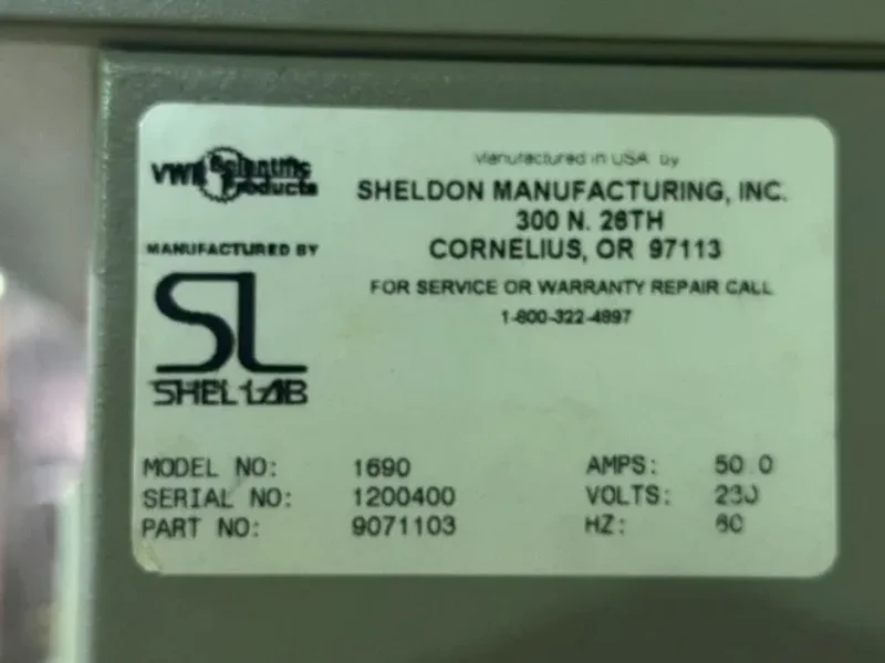 SHELDON MFG INCUBATOR
