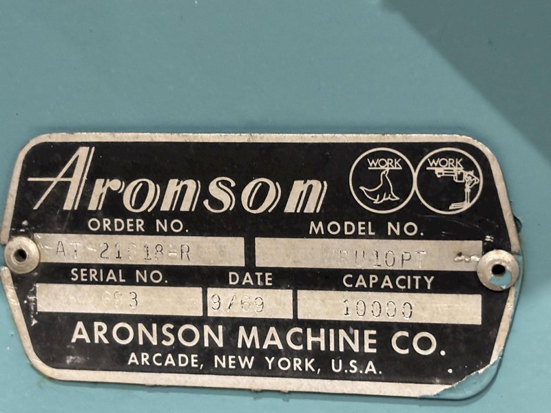 10,000 LBS ARONSON MODEL #WRU10PT WELDING POSITIONER WITH TANK TURNING ROLLS: STOCK #23235
