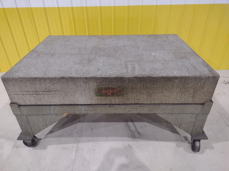 72&quot; X 48&quot; X 12&quot; RAHN GRANITE SURFACE PLATE ON TABLE W/ CASTERS : STOCK 20059