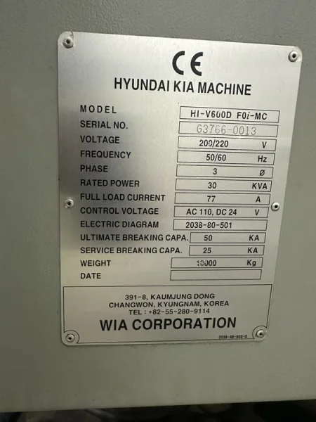 Used HYUNDAI WIA HIV600D | Vertical Machining Centers