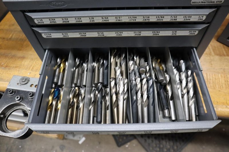 Huot Fractional Stub Drill Index 3 Drawer with Contents- Auction Item
