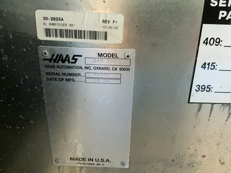 HAAS 62” SERVO BAR 300 BAR FEEDER  -  BAR 300