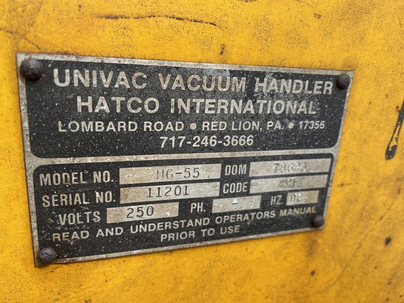 15,000 LBS X 20' UNIVAC MODEL #HG-55 VACUUM SHEET LIFTER. STOCK # 2758
