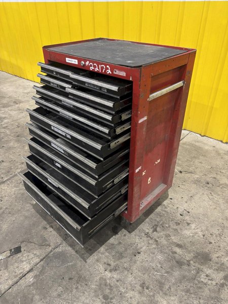9 DRAWER X 27" X 18" RED TOOL BOX PARTS CABINET: STOCK  #22172