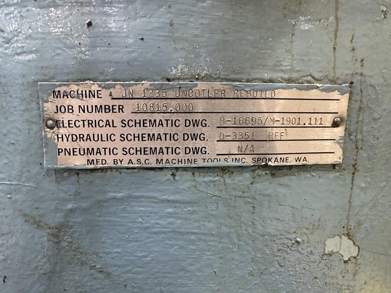 20,000 LBS X 60&quot; ASC MODEL 20/25W DOUBLE END POWERED UNCOILER WITH ASC 30M COIL CAR. STOCK # 0234725