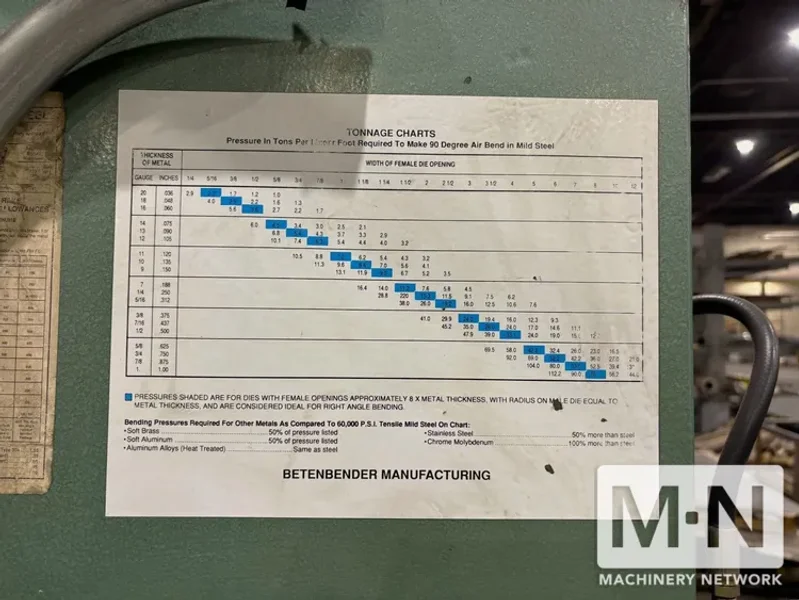 2004 BETENBENDER 10-160 HYDRAULIC PRESS BRAKE