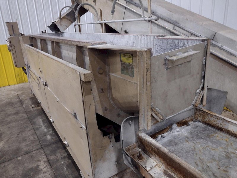 17 CUBIC FT ALMCO MODEL #V-16TF TUB TYPE VIBRATORY FINISHER W/ CONVEYOR LOAD &amp; SHAKER TABLE: YOBRO #25321
