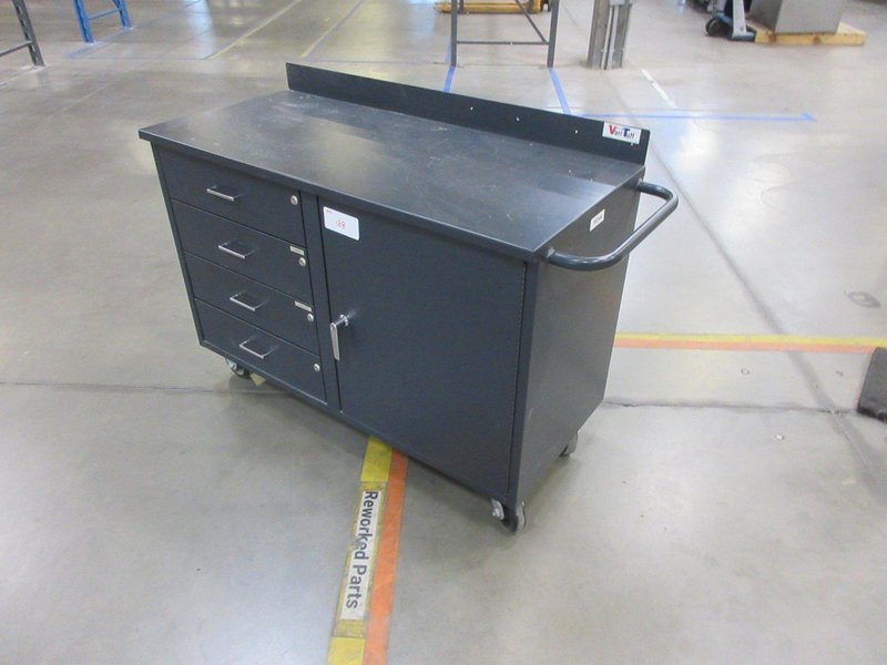 Vari-Tuff 4-Drawer Rolling Metal Cabinet with Door and Adjustable Shelf, Portable- Auction Item