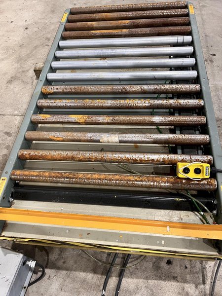 3500 LB X 60" X 36" SOUTHWORTH MODEL #4428610 HYDRAULIC SCISSOR LIFT TABLE WITH ROLLER TOP: STOCK #20935