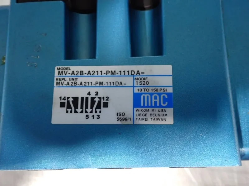 MAC VALVES 150 PSI PNEUMATIC SOLENOID VALVES  -  MV-A2B-A211-PM-111DA
