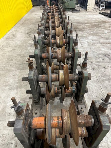 12 STAND X 3&quot; ARBOR X 20&quot; ROLLSPACE ASC RAFTED ROLLFORMER STANDS ON 3 BASES: STOCK #19936