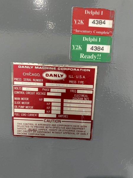 75 TON DANLY 75-OBIG OBI PRESS. STOCK # 0304518