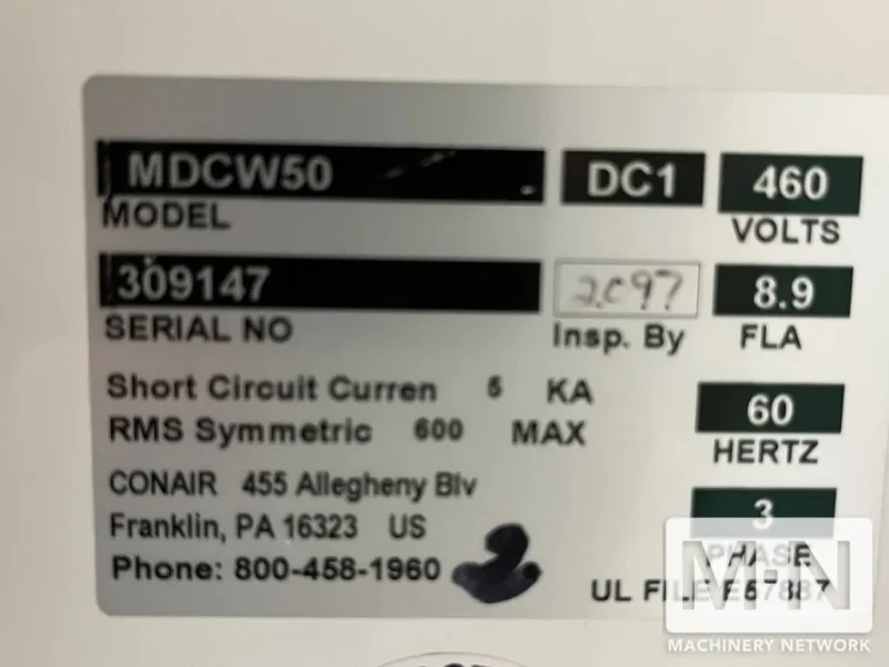 50 LB/HR CONAIR MODEL MDCW-50 CAROUSEL DRYER MFG 2015 LOW HOURS