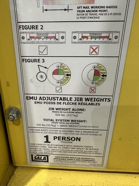 20&#039; HIGH SALA MODEL #8530558 JIB STYLE FALL ARREST SAFETY SYSTEM: STOCK #22176