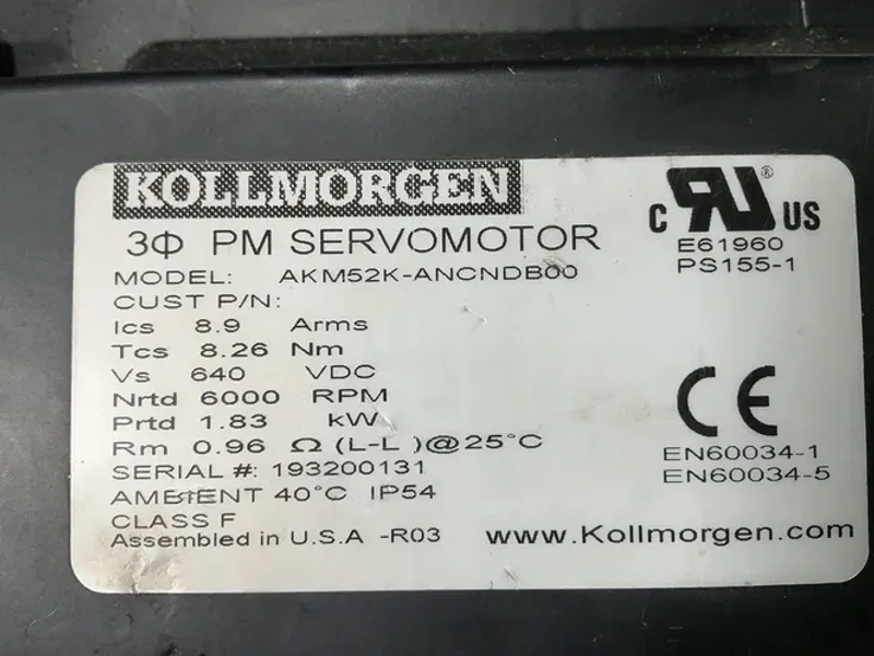 Kollmorgen  Pm Servomotor W/ Micron Gearhead - Akm52k-ancndb00