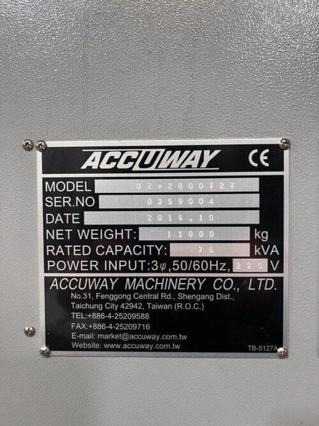 Accuway UZ-2000T2Y CNC Lathe – Y Axis Twin Spindle Twin Turret