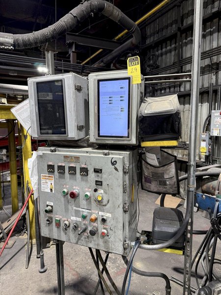 B and P model SF10A shell core machine with plc controls, gas system, 24" X 42" platen