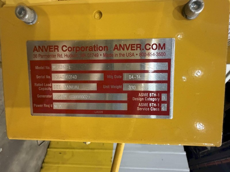 4000 LBS X 16' ANVER MODEL #M250M-L VACUUM SHEET LIFTER 2014 :  YOBRO #26248
