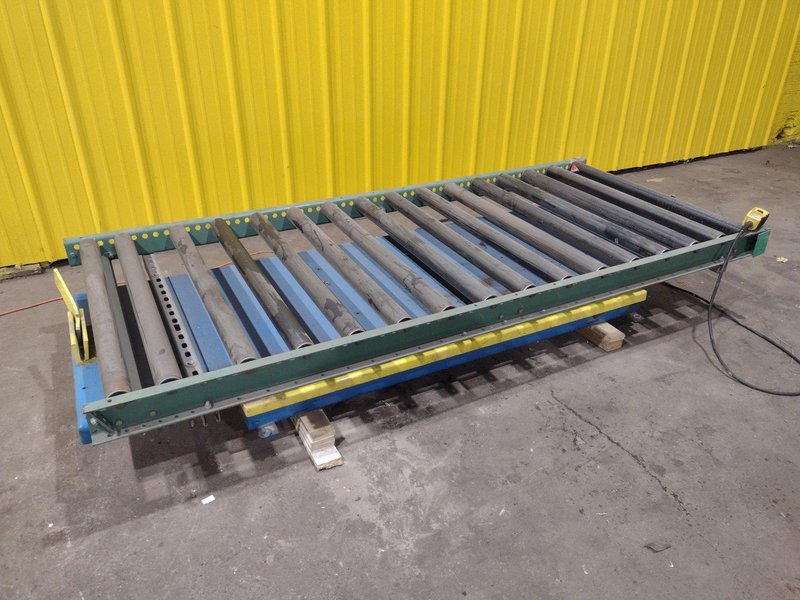 3,500 LBS X 30" X 96" BISHAMON MODEL #VIS-35-48 SINGLE PHASE 110V ROLLER TOP HYDRAULIC LIFT TABLE: STOCK #20967