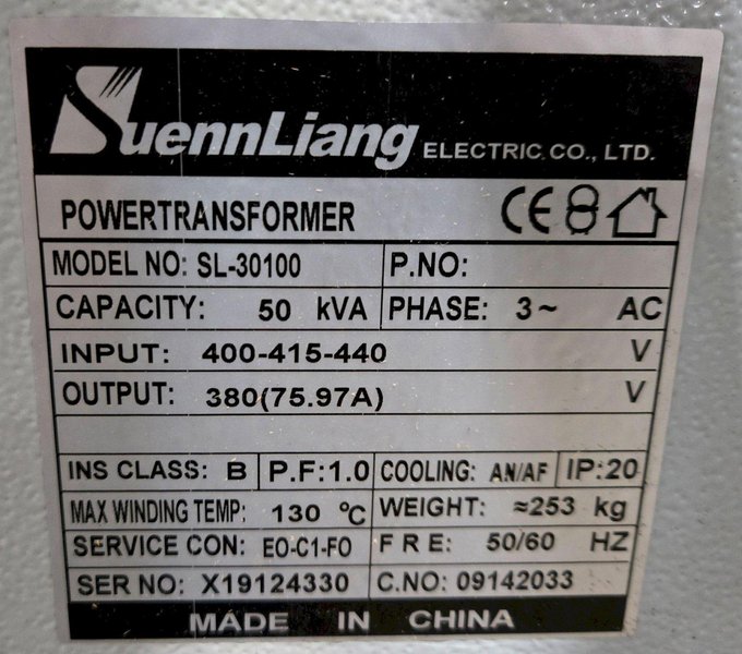 SUENN LIANG SL-30100 50KVA 380V TRANSFORMER USED