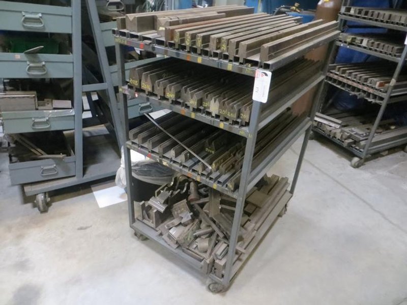 Press Brake Dies - Large Assortment on Cart w Casters- Auction Item