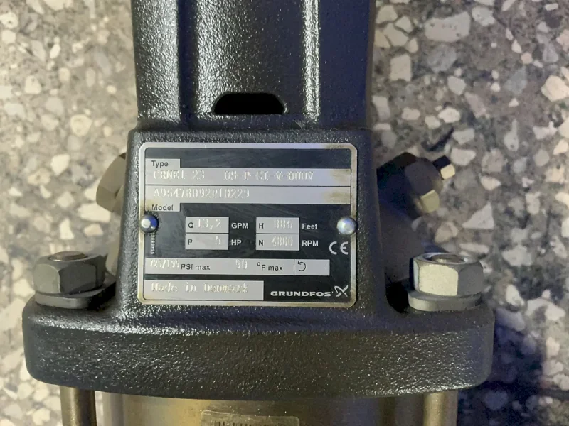 GRUNDFOS 5 HP, 725/195 MAX PSI CRNE1-23 VERTICAL MULTISTAGE CENTRIFUGAL PUMP  -  A96478092P10229