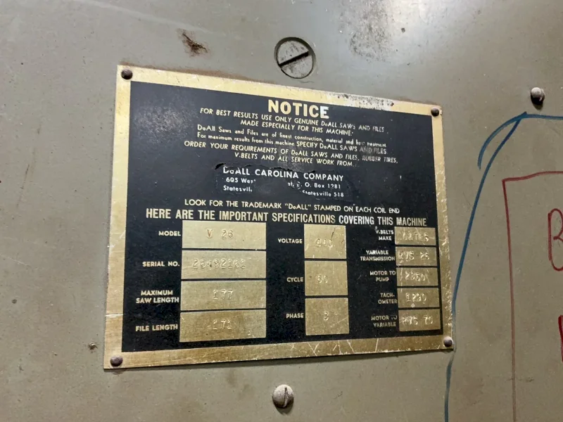 DOALL 30” X 30” VERTICAL BAND SAW   -  V 26
