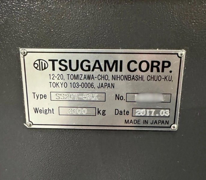Tsugami SS207-5AX CNC Swiss Type Automatic Lathe – 2017 (w/ Laser)