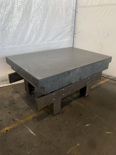 48&quot; X 72&quot; X 10&quot; MICRO-FLAT GRANITE SURFACE PLATE W/ STARRETT BASE. STOCK # 1170823.