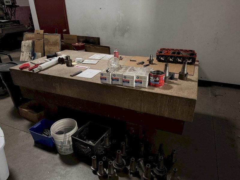 48" X 96" STARRET PINK GRANITE SURFACE PLATE WITH STAND. STOCK # 0115326