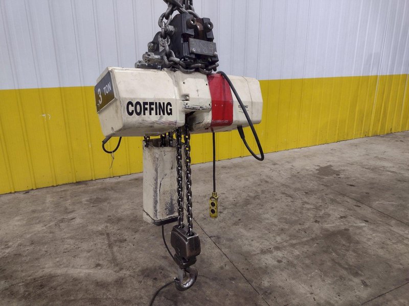3 TON COFFING MODEL #EC6010 ELECTRIC CHAIN HOIST WITH TROLLEY: STOCK #23146