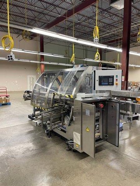IWKA Fabrima Semi-Automatic Continuous-Motion Vertical Cartoner, Model VP-120, 2005 – Allen Bradley PanelView 600 Control – 8″ Centers, 2005