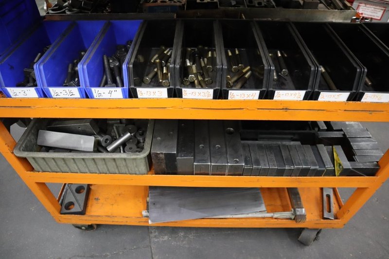 Hold-Down Clamps for Presses and More with Wrenches and Cart- Auction Item