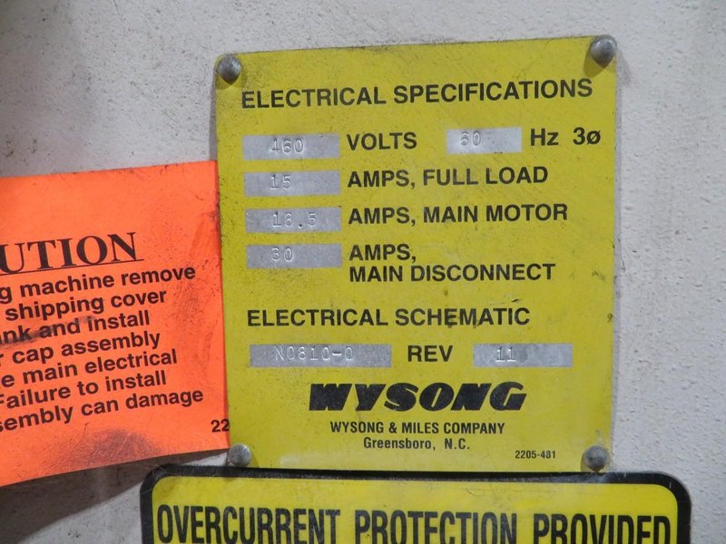 175-TON X 12' WYSONG HYDRAULIC PRESS BRAKE.  STOCK # 0342725