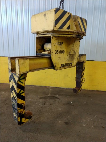35,000 LB 17.5 TON X 34&quot; TO 76&quot; X 60&quot; OD BRADLEY CRANE MOTORIZED COIL GRAB: STOCK 13246