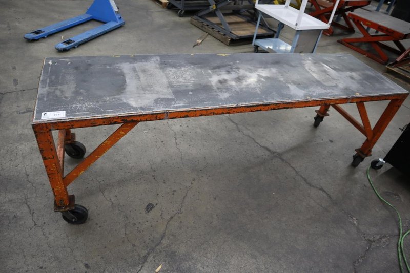 Portable Steel Table, On Casters 96&quot; x 26&quot; x 32&quot;- Auction Item