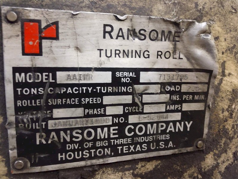 (6) 2.5 TON RANSOME MODEL #AAIRR TURNING ROLLS: STOCK 14800
