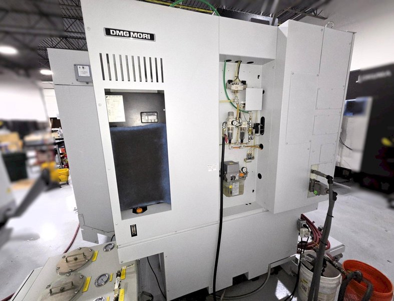 DMG Mori DuraVertical 5100 CNC Vertical Machining Center 2015, DDRT-200 4TH Axis Rotary Table, LNS Chip Conveyor, Renishaw Probe, Chip Blaster High Pressure Coolant