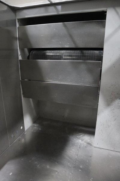 Iontech Powder Coating System with Stainless Steel Booth, Mounted on Track with Wheels- Auction Item