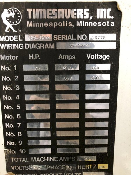 24&quot; TIMESAVER MODEL #325-1HDA 75 HP SINGLE HEAD HEAVY DUTY BELT GRINDER/SANDER: STOCK #16299