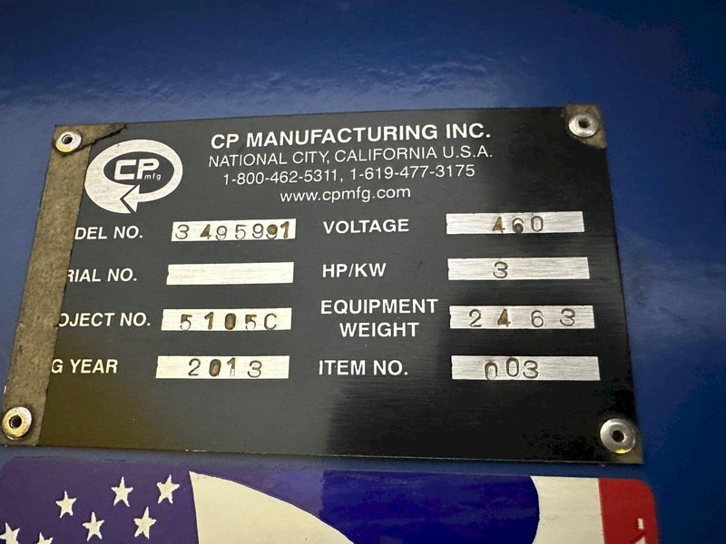 35’ X 60” CP MANUFACTURING MODEL #3495991 CONVEYOR SORTING SYSTEM, WITH DUMP BIN &amp; EXIT DISCHARGE: STOCK #19720