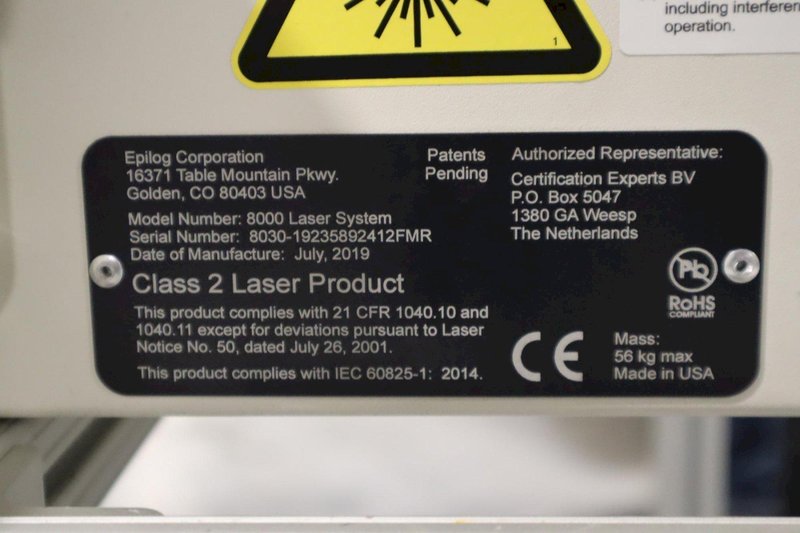 Epilog FiberMark 24 Series 8000, 30 Watt CNC Marking Laser On Portable Cart with Bofa Fume Extractor System- Auction Item