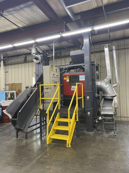 10 HP X 36" X 13"  ROSLER MODEL #JDBC-11/2 CONTINUOUS BARRELL BLASTING / AUTOMATIC PARTS DEBURRING MACHINE: STOCK #19436