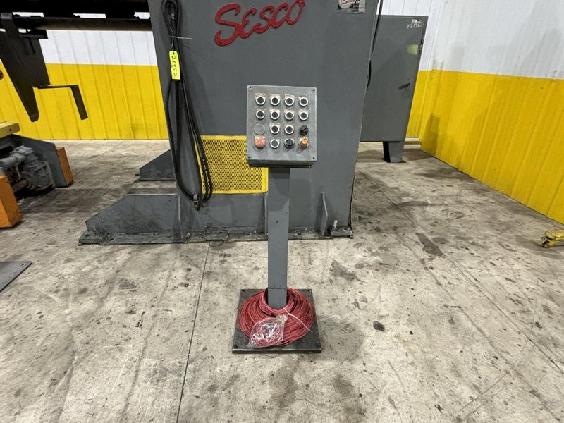 30,000 LB X 60&quot; SESCO MODEL #55-523 MOTORIZED COIL REEL UNCOILER W/ COIL CAR: STOCK #21952