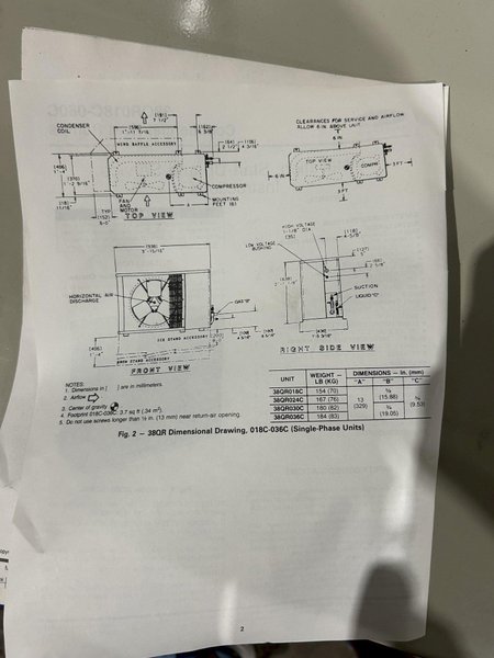 300 PSI United Technologies Carrier Model #38BK018300 Package Heat Pump: YOBRO #24461