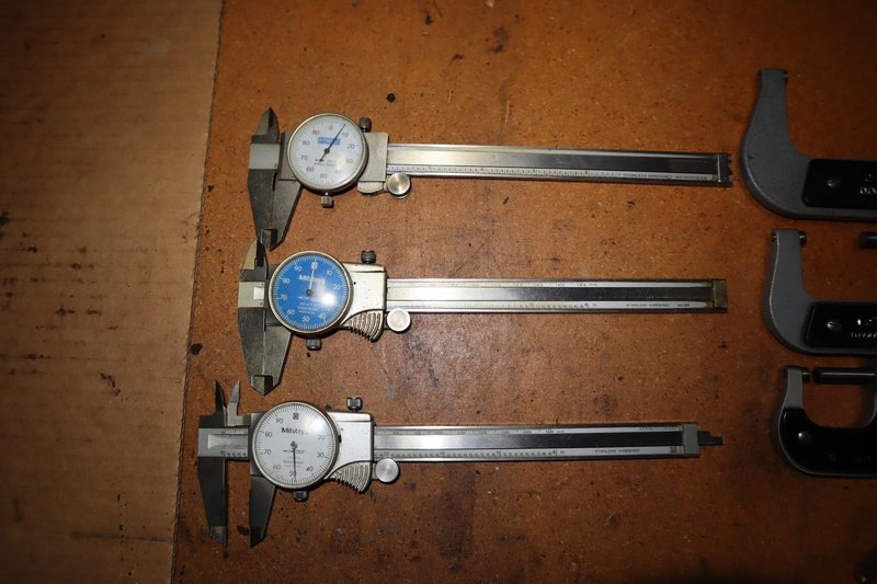 (3) 6" Verneer Calipers - Dial Type; (3) Micrometers 0-1, 1-2, 2-3"- Auction Item