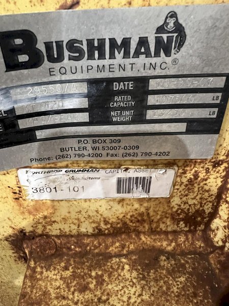 53 TON (107,500 LBS) BUSHMAN MODEL #MT420 TELESCOPING MAGNETIC LIFTING SPREADER BEAM  W/ OHIO MAGNETICS DIESEL GENERATOR: STOCK #20419