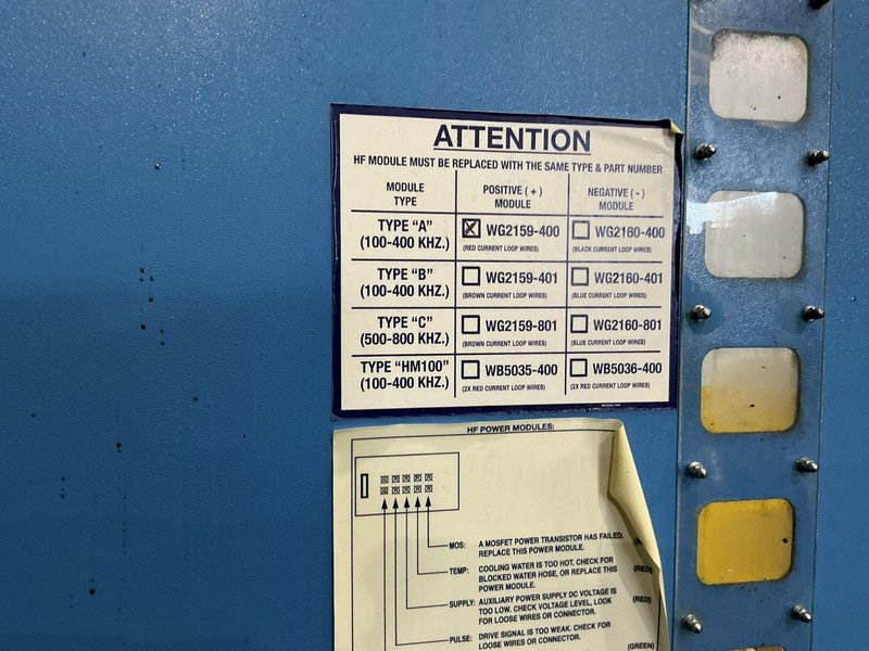 250 KW THERMATOOL MODEL #CF14-1506460 SOLID STATE HF WELDER SYSTEM, THERMAVIEW CONTROLS: YOBRO #24310